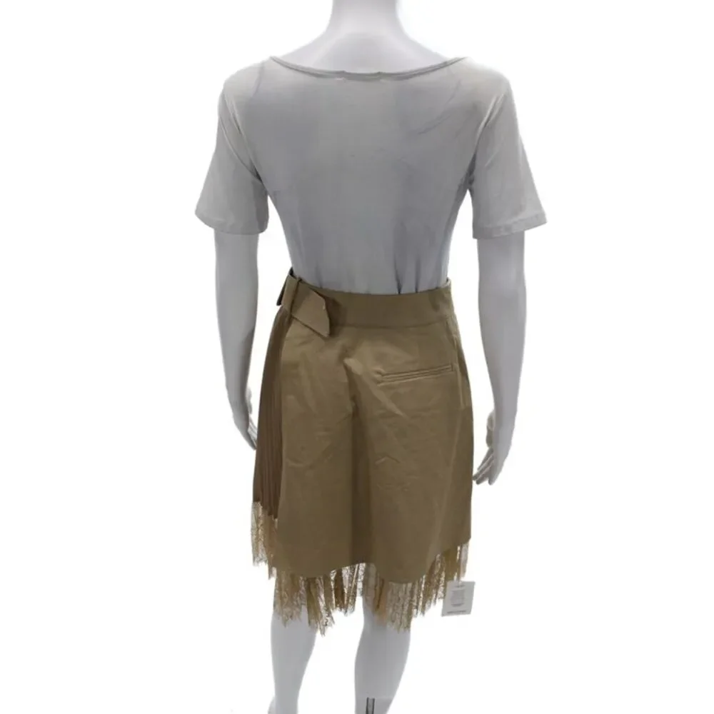 Self Portrait Womens Cargo Pleated Wrap Mini Skirt Tan Size 4